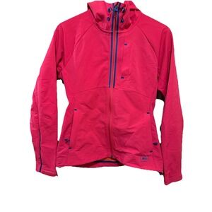 REI Jacket Womens XS Red‎ Full Zip Windbreaker Rain Resistant Hooded Zip Pockets